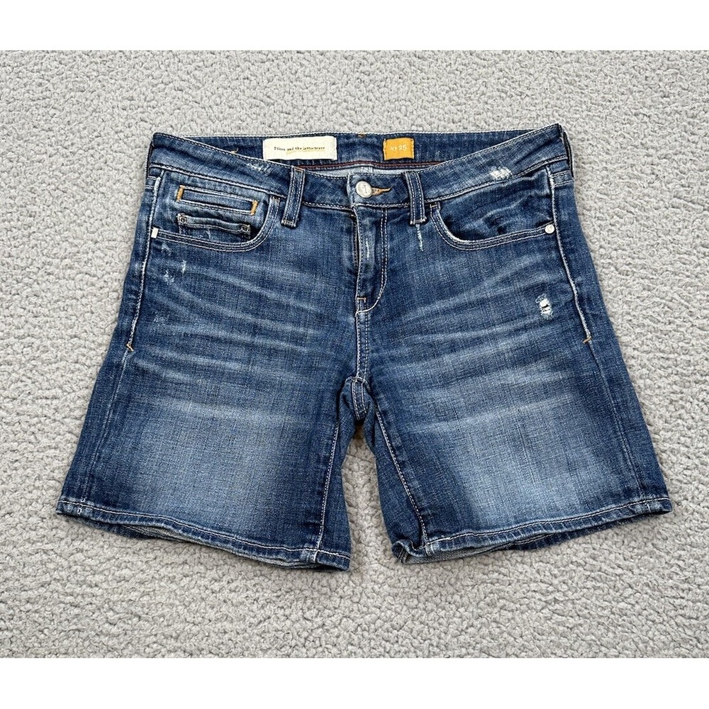 Pilcro and the Letterpress Jean Shorts Women's 25 Blue Denim Casual Distressed